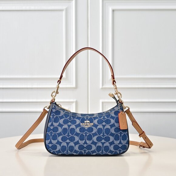 Coach Teri Shoulder Bag Denim Cherry CAF82